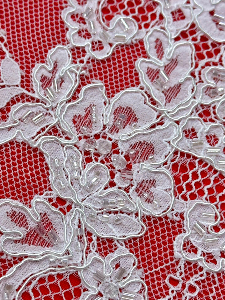 beaded corded floral lace ls30108