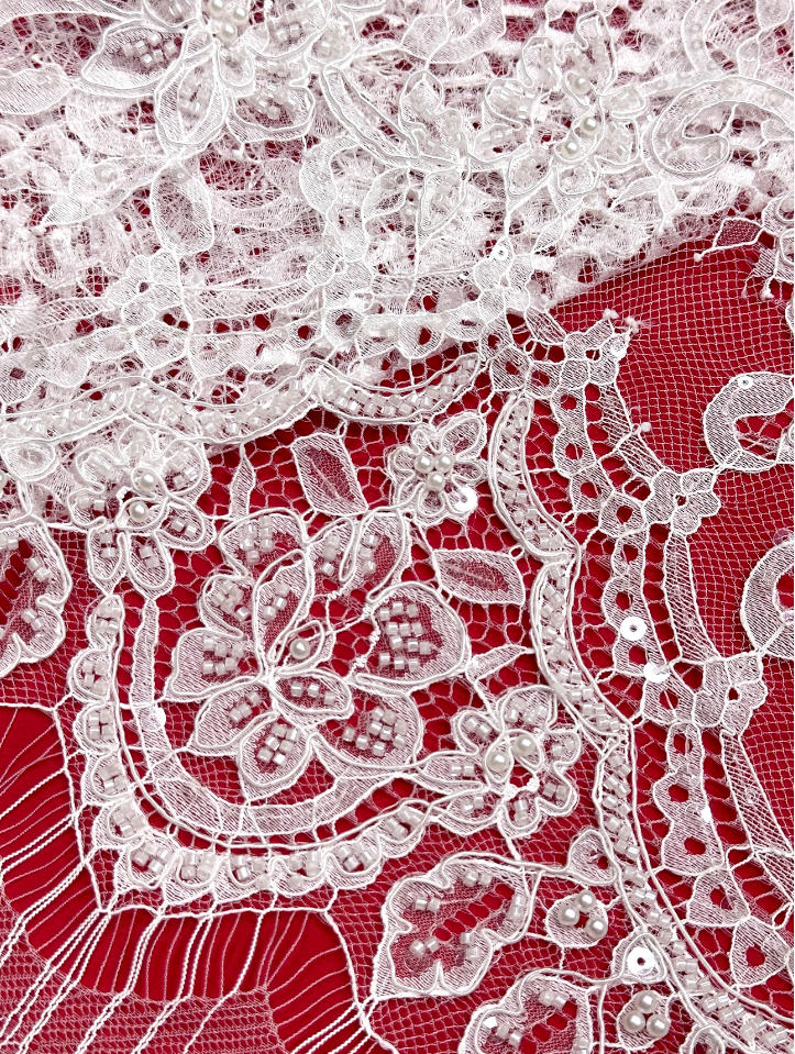 beaded corded floral lace ls30183