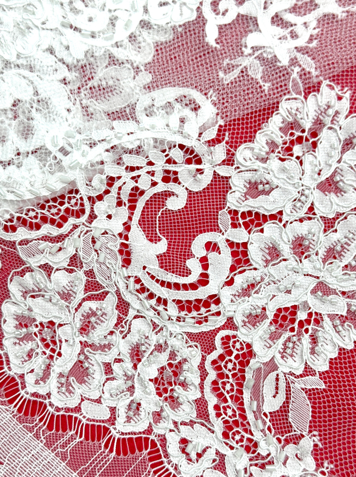 beaded corded floral lace ls30116