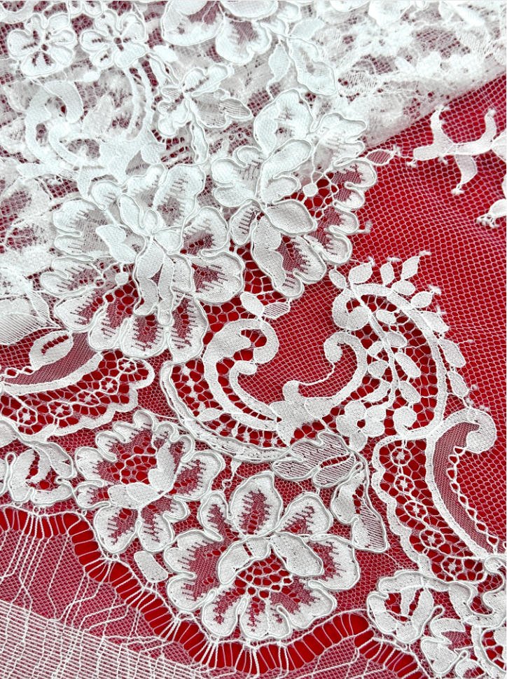 corded eyelash floral lace fabric ls30182