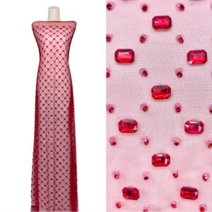 luxury rhinestone studded tulle fabric 28048