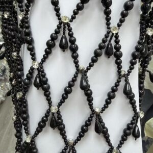 gothic black pearl & crystal mesh