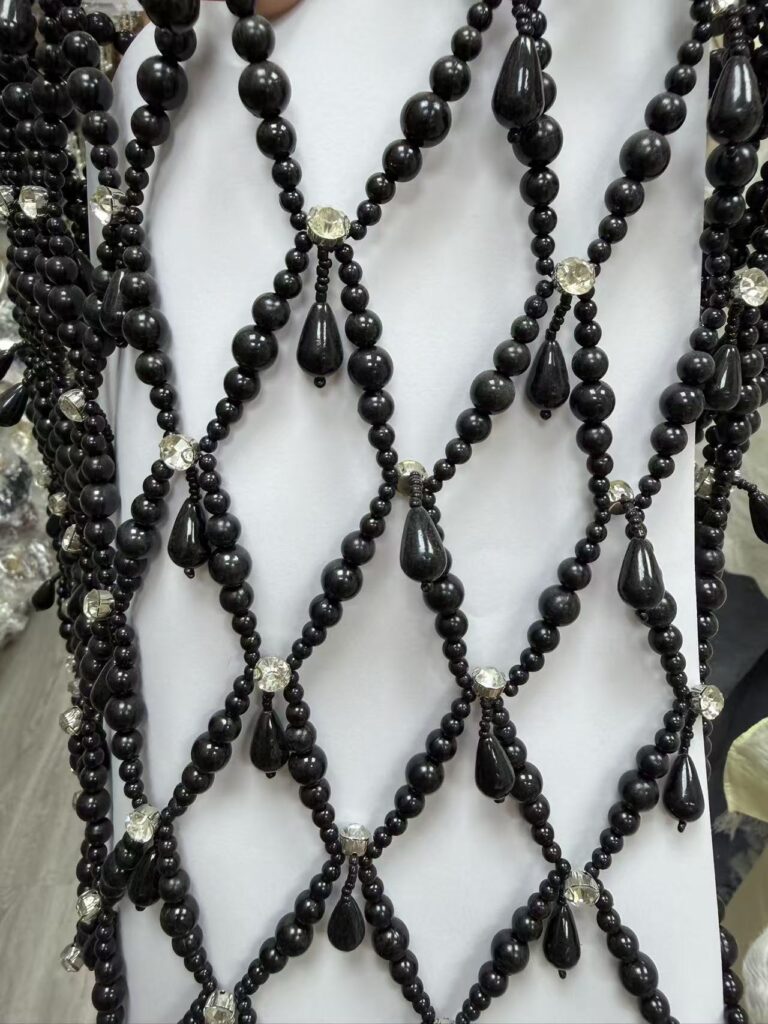 gothic black pearl & crystal mesh