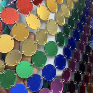 vibrant circular acrylic sequin mesh chain