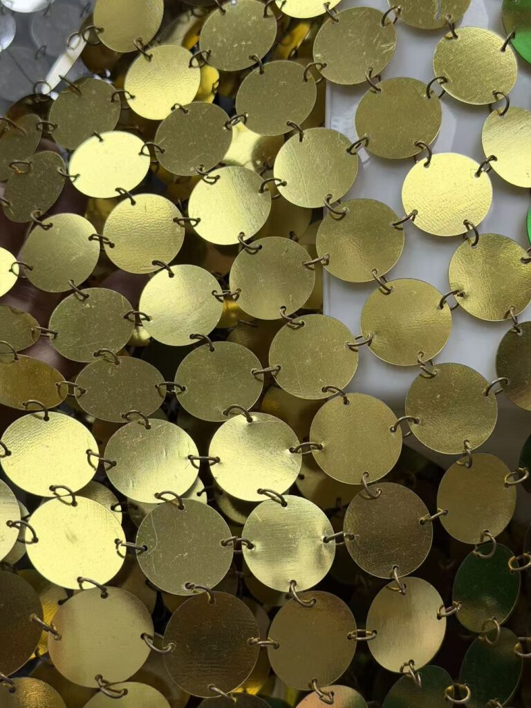 vibrant circular acrylic sequin mesh chain