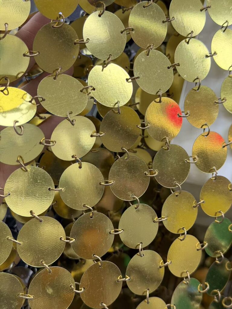 vibrant circular acrylic sequin mesh chain