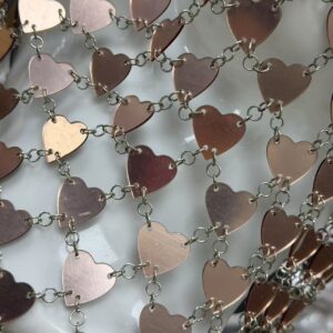 rose gold heart shaped mirror acrylic linked mesh – avant garde designer fabric