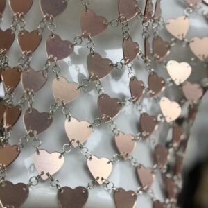 rose gold heart shaped mirror acrylic linked mesh – avant garde designer fabric