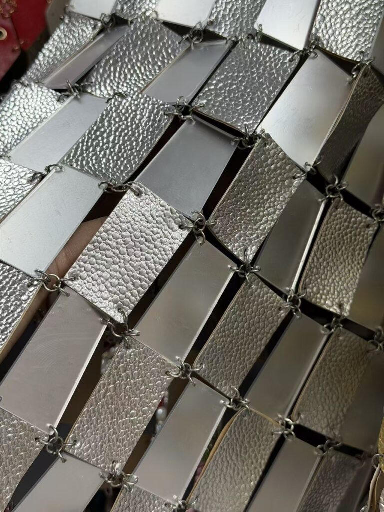 modern textured faux leather and acrylic link mesh