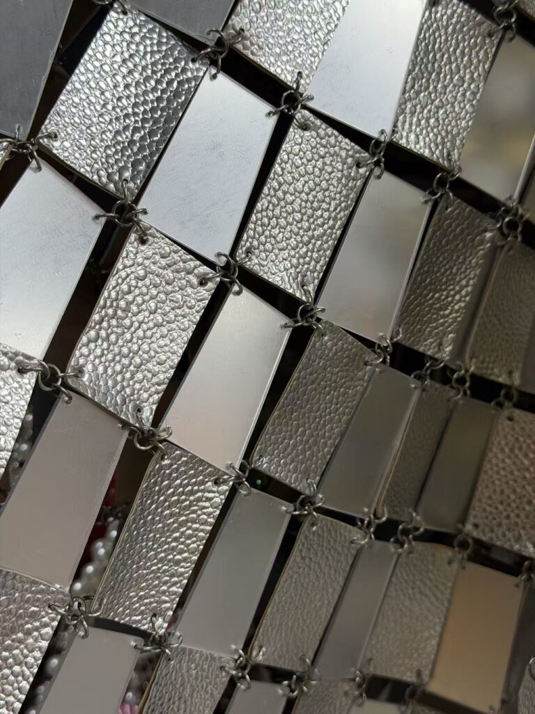 modern textured faux leather and acrylic link mesh