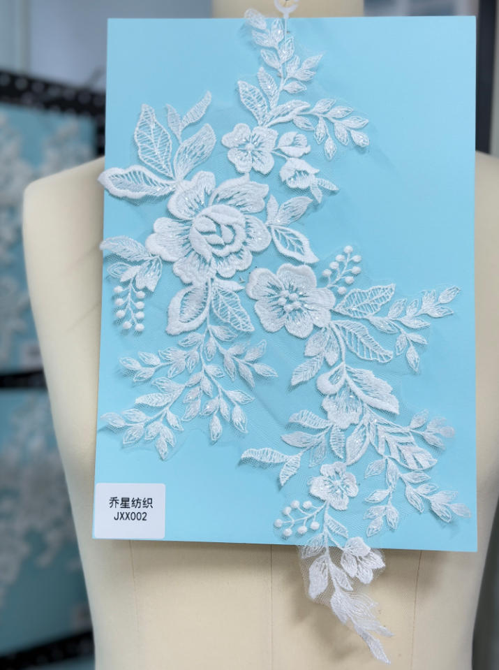beaded floral bridal lace applique pair jxx series