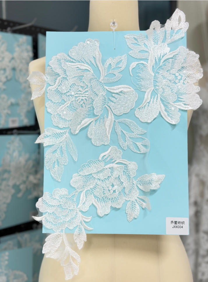 beaded floral bridal lace applique pair jxx series
