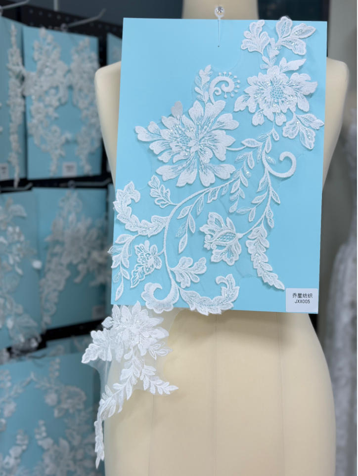 beaded floral bridal lace applique pair jxx series