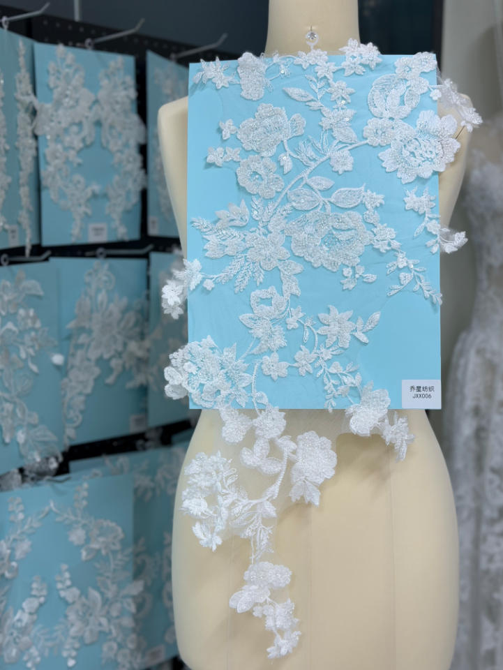 beaded floral bridal lace applique pair jxx series