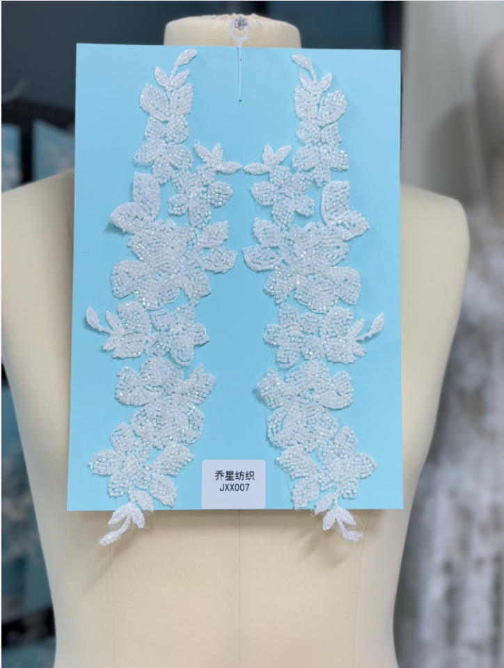 beaded floral bridal lace applique pair jxx series