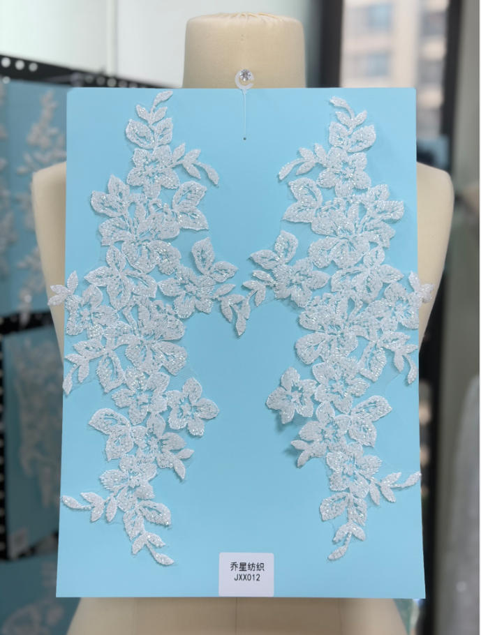 beaded floral bridal lace applique pair jxx series