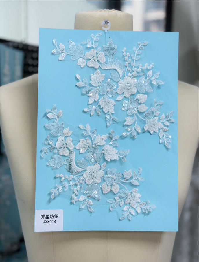 beaded floral bridal lace applique pair jxx series