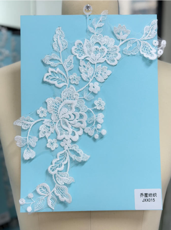 beaded floral bridal lace applique pair jxx series