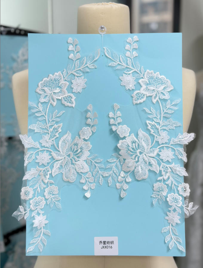 beaded floral bridal lace applique pair jxx series