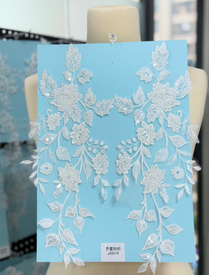 beaded floral bridal lace applique pair jxx series