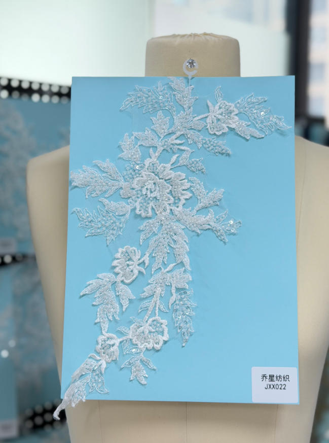 beaded floral bridal lace applique pair jxx series