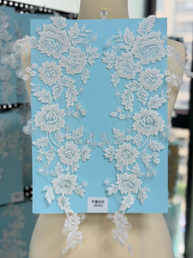 beaded floral bridal lace applique pair jxx series 2