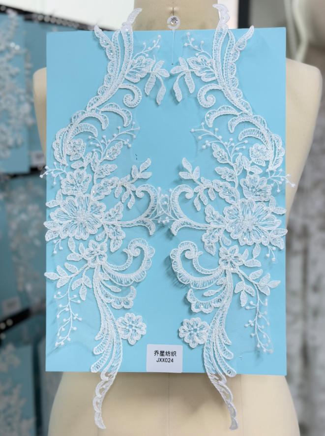 beaded floral bridal lace applique pair jxx series 2