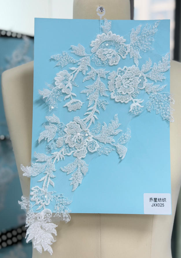 beaded floral bridal lace applique pair jxx series 2