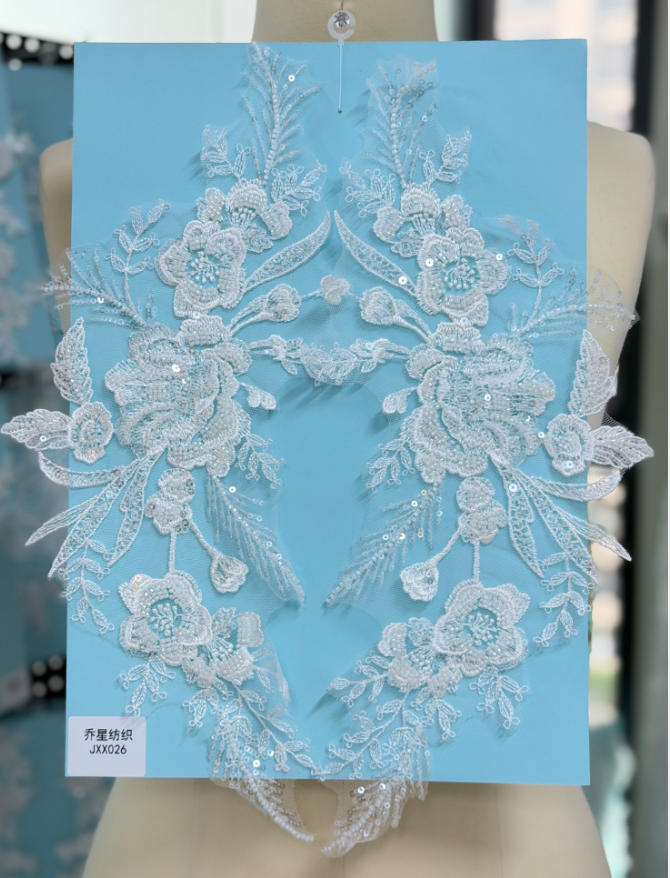 beaded floral bridal lace applique pair jxx series 2
