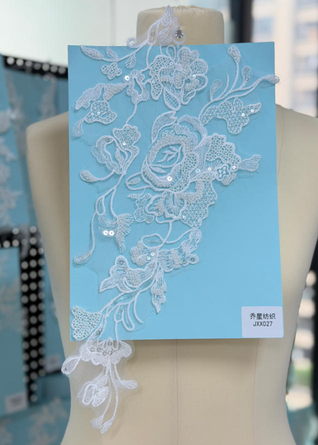 beaded floral bridal lace applique pair jxx series 2