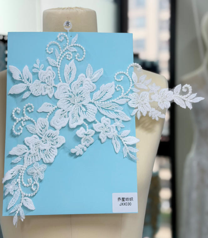 beaded floral bridal lace applique pair jxx series 2