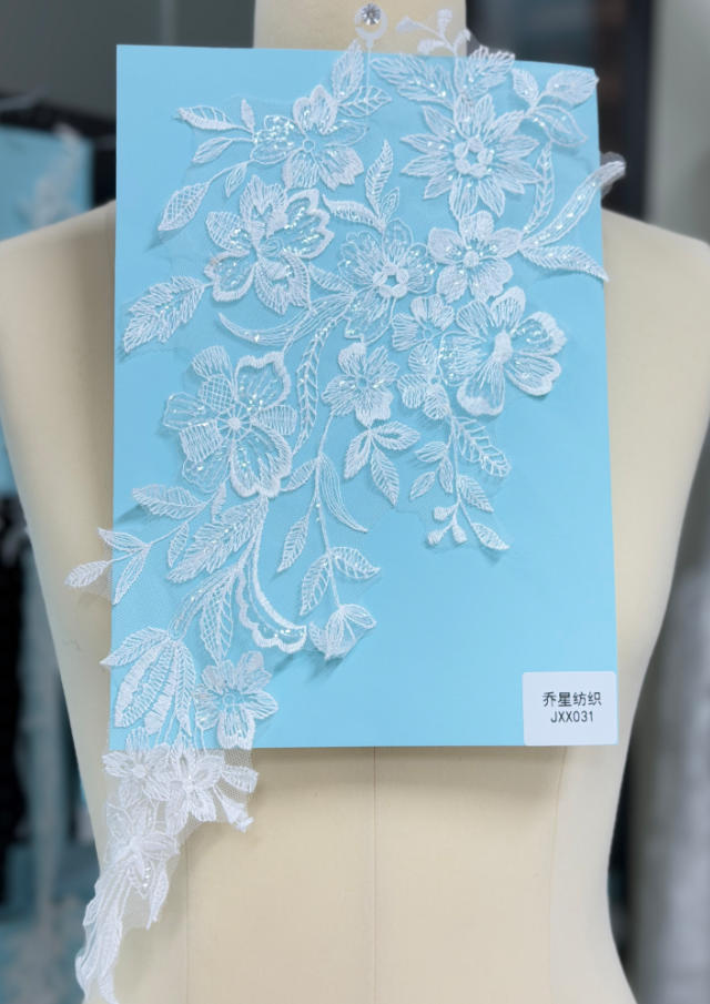 beaded floral bridal lace applique pair jxx series 2
