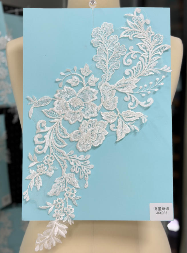 beaded floral bridal lace applique pair jxx series 2