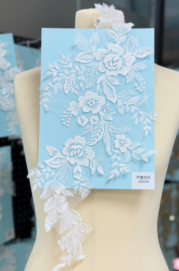 beaded floral bridal lace applique pair jxx series 2