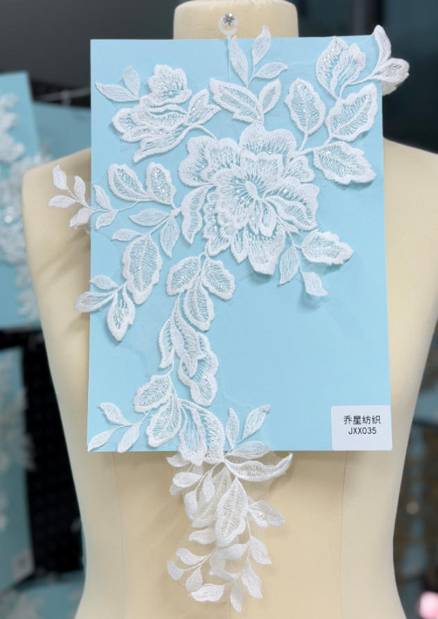 beaded floral bridal lace applique pair jxx series 2