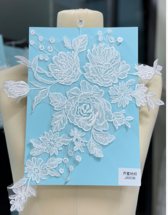 beaded floral bridal lace applique pair jxx series 2