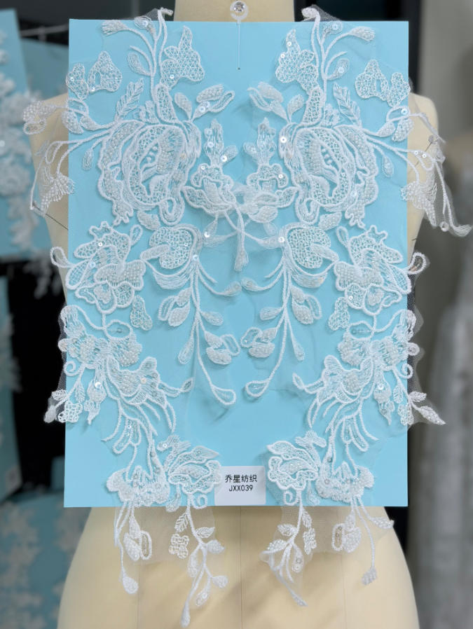 beaded floral bridal lace applique pair jxx series 2