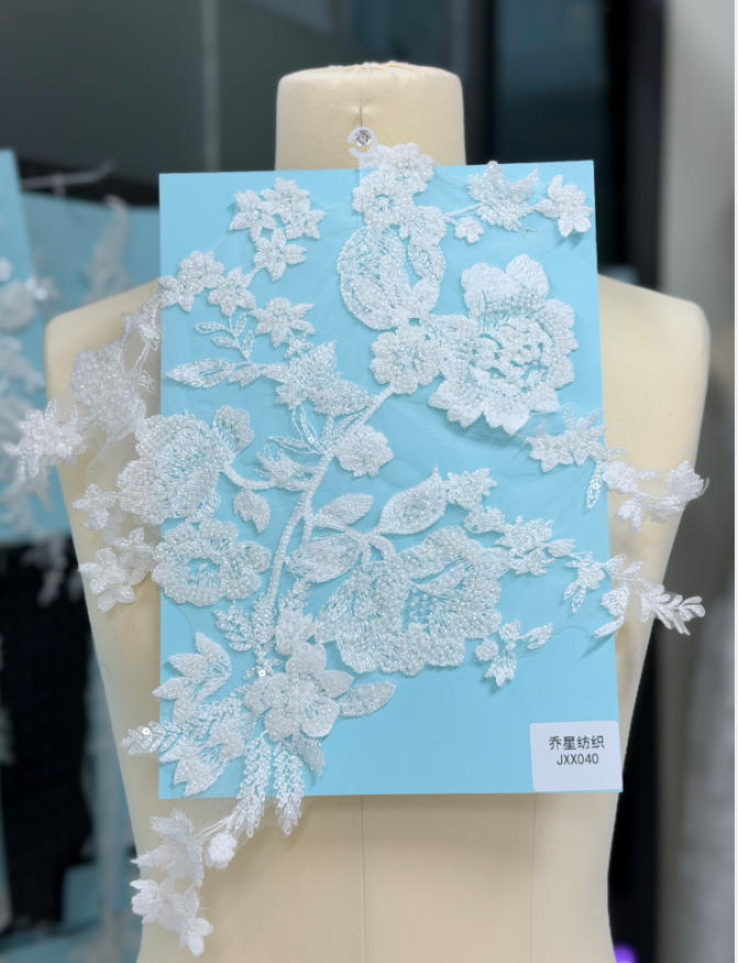 beaded floral bridal lace applique pair jxx series 2