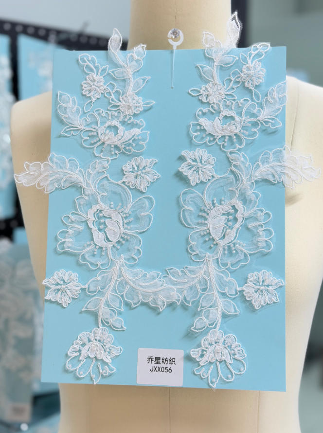 beaded floral bridal lace applique pair jxx series 2