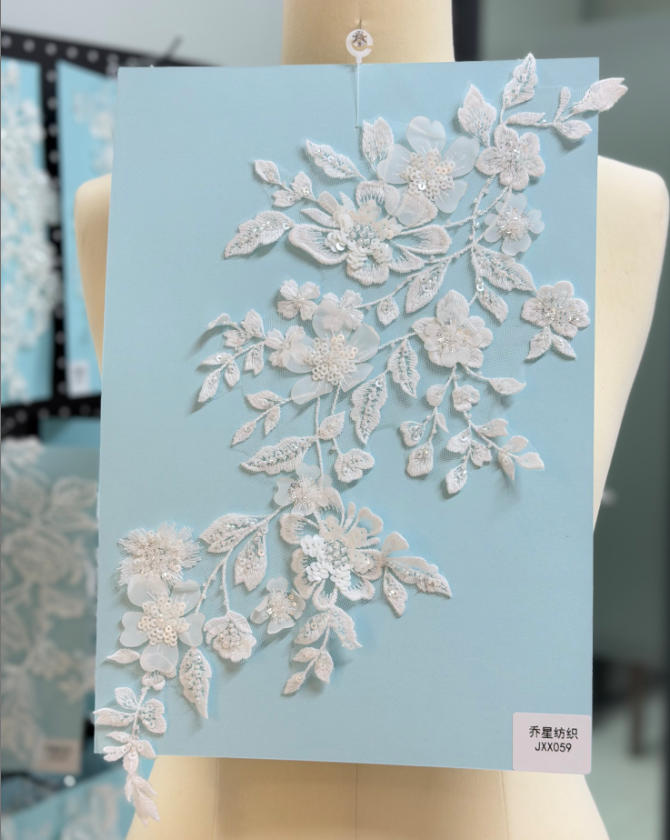 beaded floral bridal lace applique pair jxx series 2