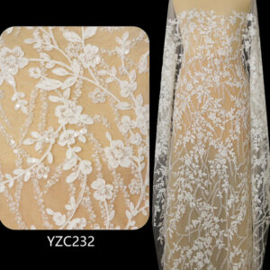 yzc232 |couture beaded botanical lace fabric for luxury bridal gowns and capes