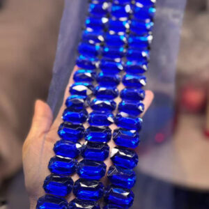 luxury faceted blue crystal ribbon | bespoke heavy beaded trim