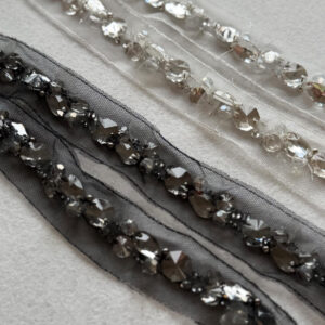 serpentine radiance delicate 3d wave crystal vine trim on sheer tulle