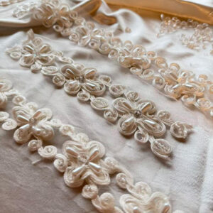 premium pearl encrusted border | bespoke shabby chic couture ribbon