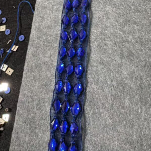 royal blue acrylic gem trim for bridal gowns, evening wear & couture fashion