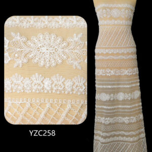 yzc258 | couture geometric stripe lace fabric for slim gowns