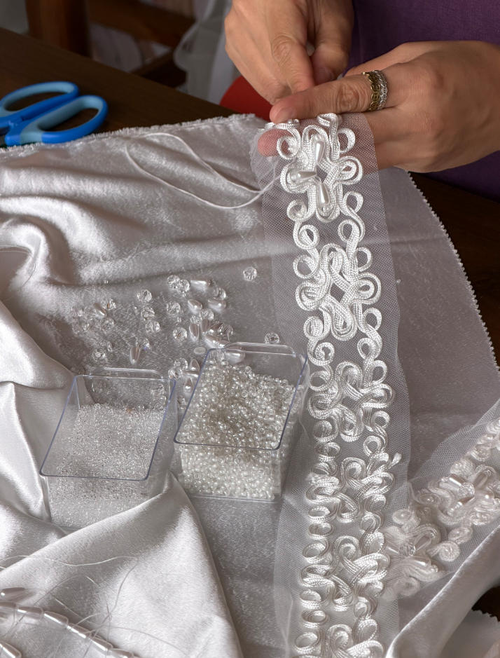 shirly lace hand sewn