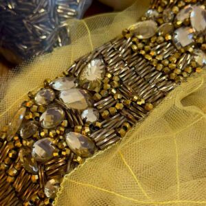 luxury hand beaded crystal trim for bridal couture & evening gowns