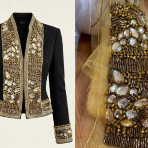 luxury hand beaded crystal trim for bridal couture & evening gowns
