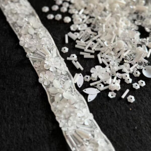 couture artisan 3d flower beaded lace edging trim for bridal & evening wear